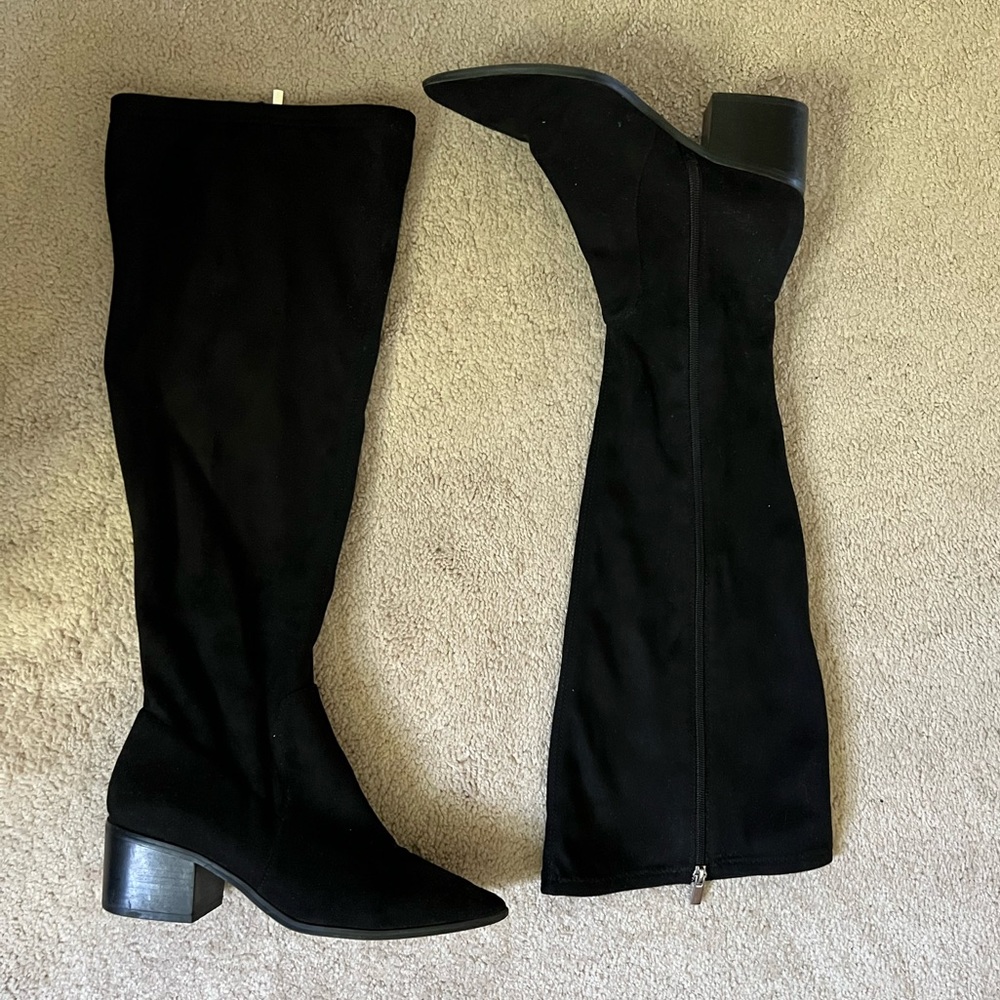 Black Knee High Wide Calf Boots